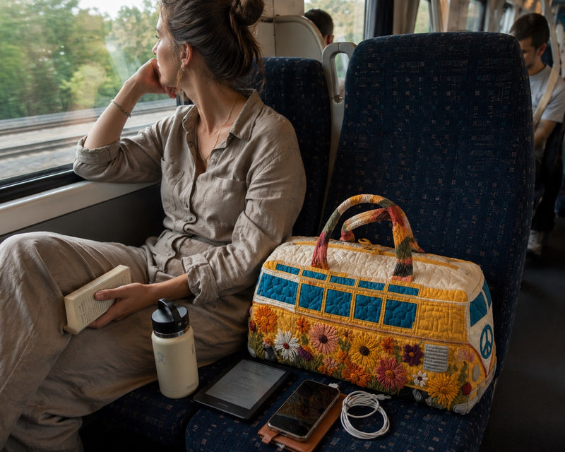 The Golden Hour Drifter Duffel Bag On Train
