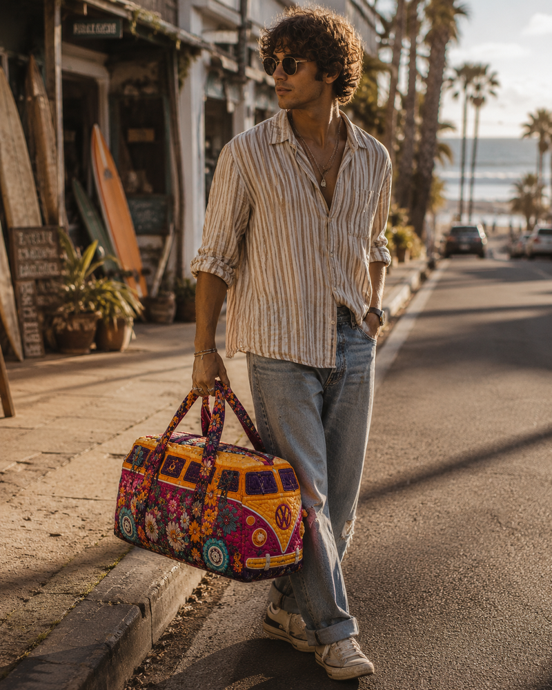 The Sunset Riot Duffel Bag man